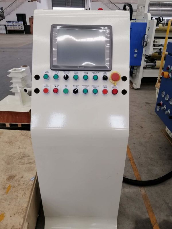 Mesin Laminating Kertas Kontrol Suhu Yang Tepat Oleh PLC Dengan Mesin Thinner Coating Putih dan Biru